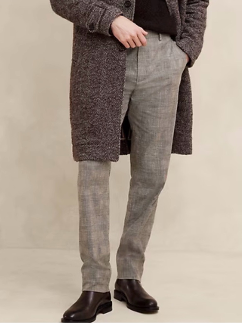Banana Republic Aiden Fit WRINKLE-RESISTANT DRESS PANT in Gray Plaid Size 34x33